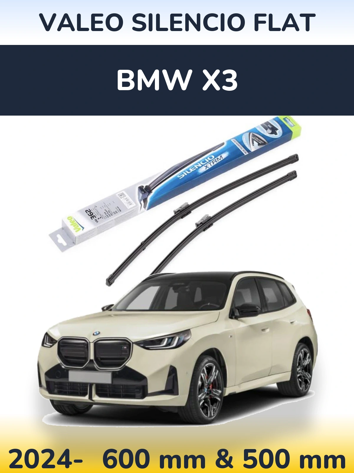Komplet przednich wycieraczek Valeo Silencio Flat 600 & 500 mm do BMW X3 2024-2026