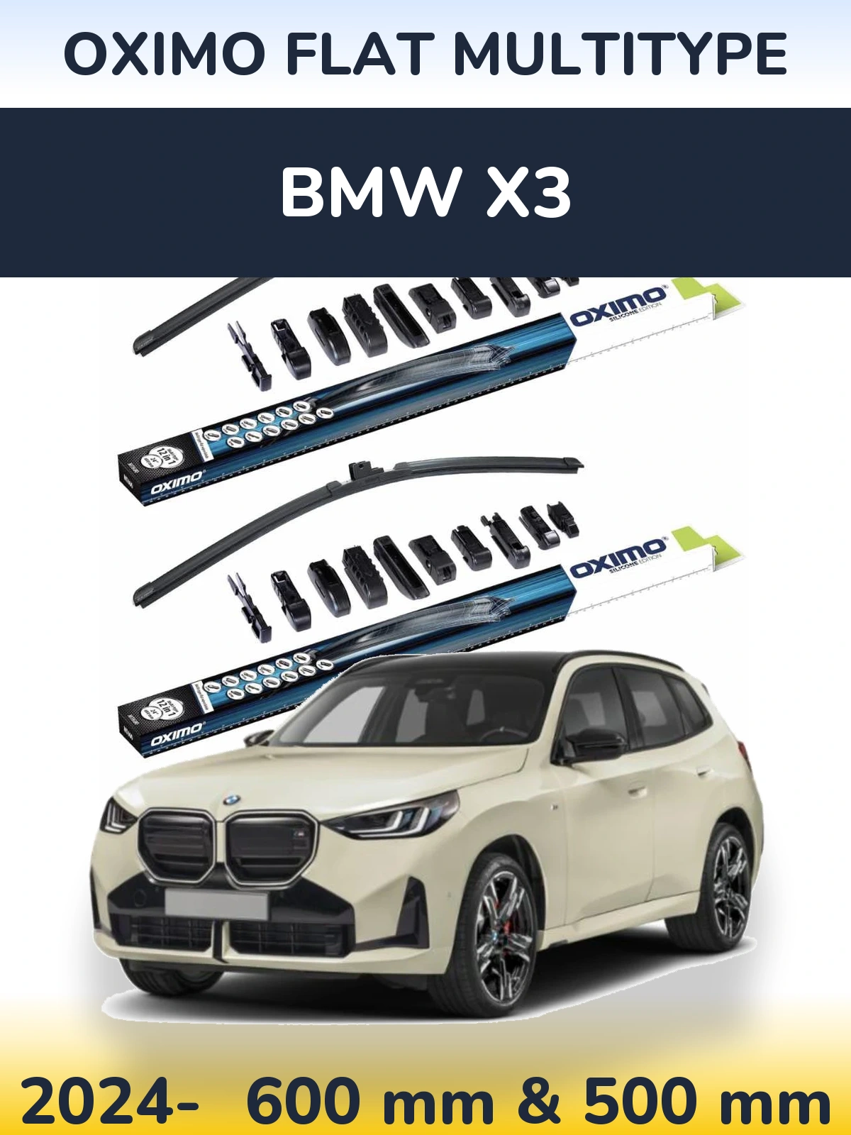 Komplet przednich wycieraczek Oximo Flat MultiType 600 & 500 mm do BMW X3 2024-2026