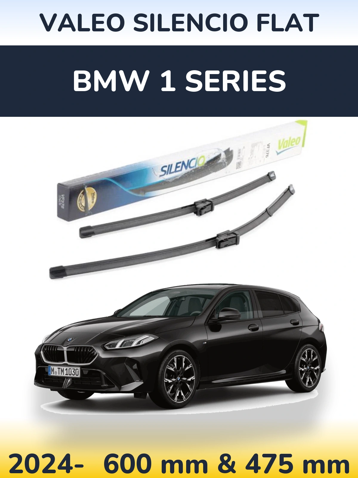 Комплект передних дворников Valeo Silencio Flat 600 & 475 мм для BMW 1 Series 2024-2026