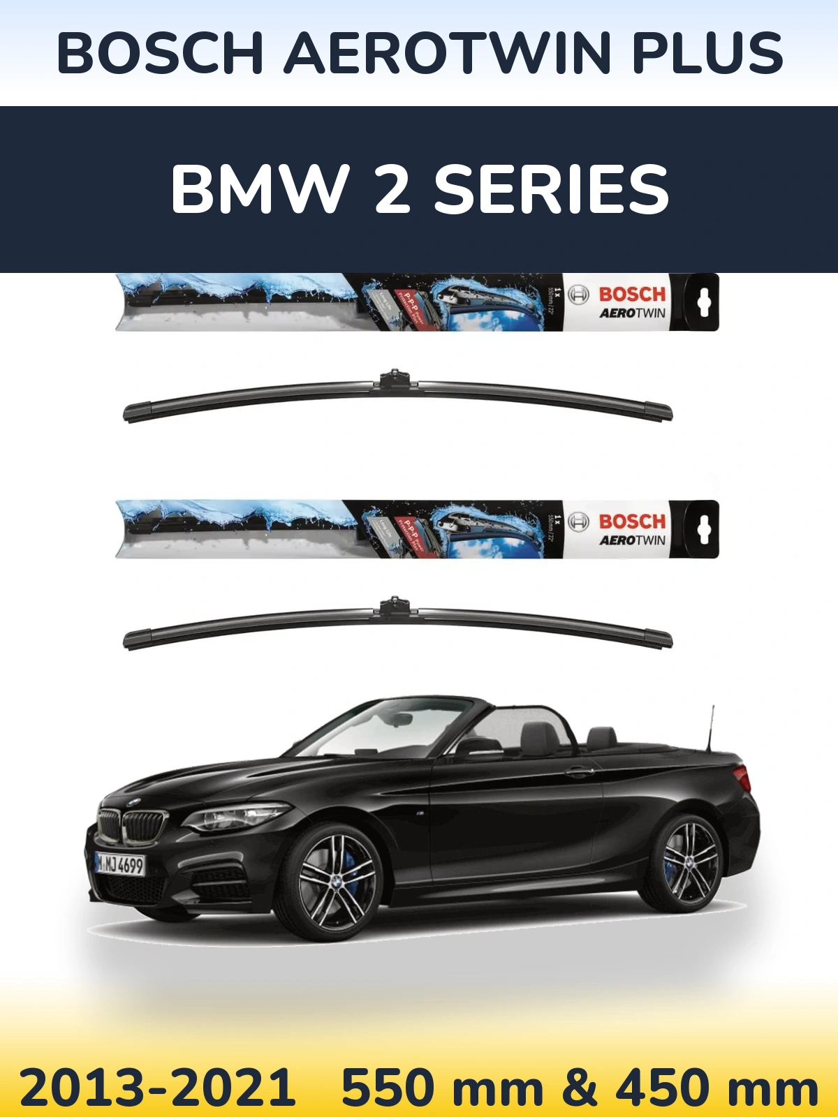 Komplet przednich wycieraczek BOSCH AeroTwin Plus 550 & 450 mm do BMW Seria 2 2013-2021