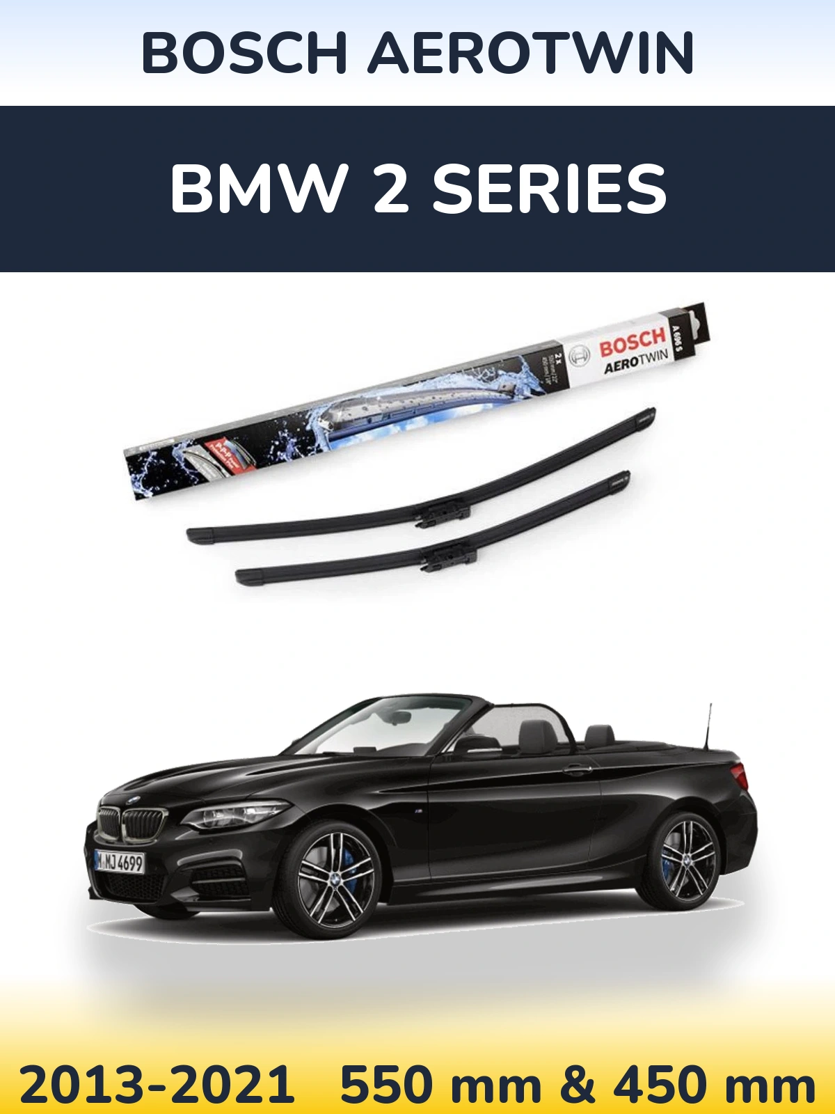 Komplet przednich wycieraczek BOSCH AeroTwin 550 & 450 mm do BMW Seria 2 2013-2021