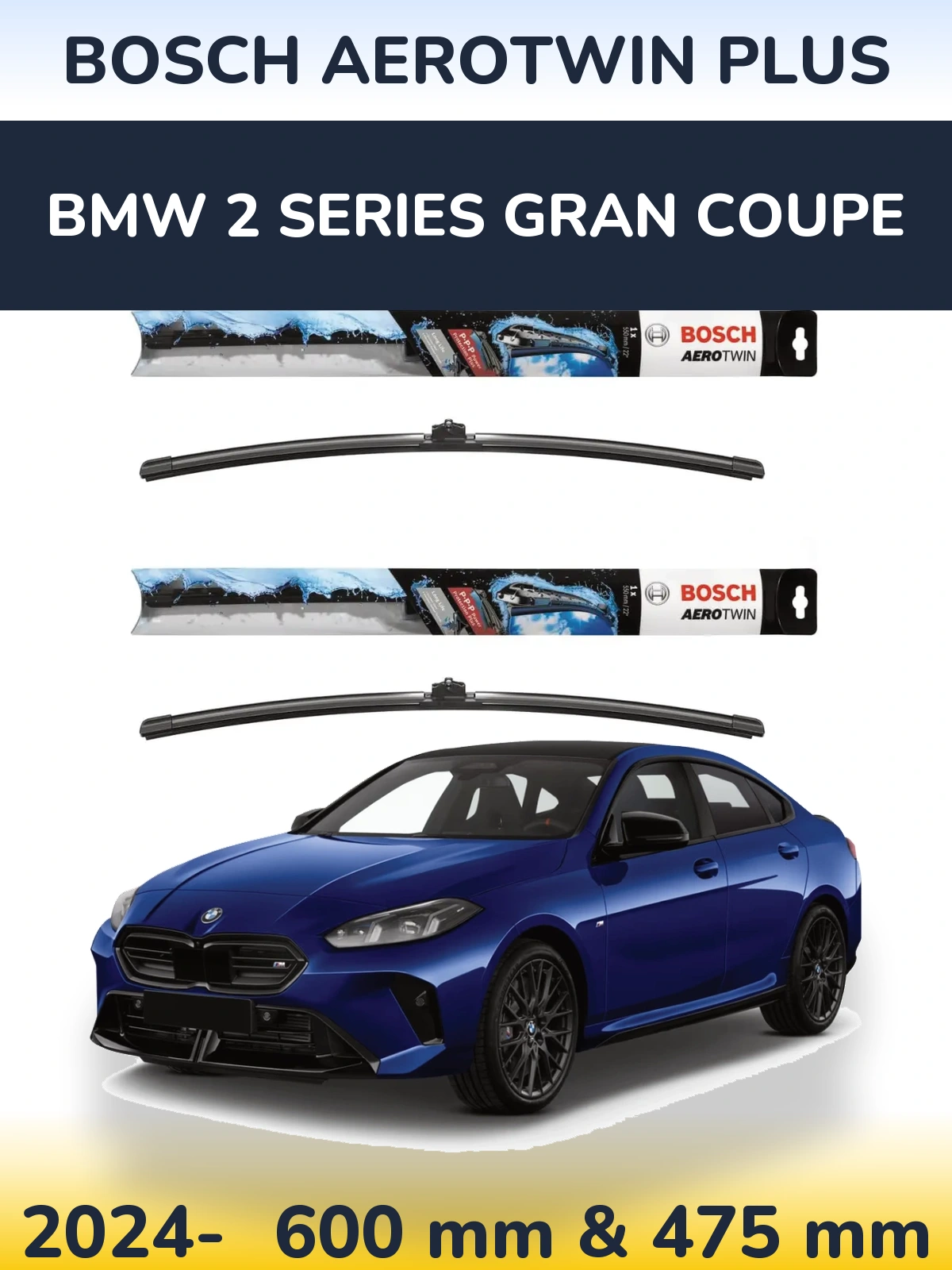 Komplet przednich wycieraczek BOSCH AeroTwin Plus 600 & 475 mm do BMW Seria 2 Gran Coupe 2024-2026