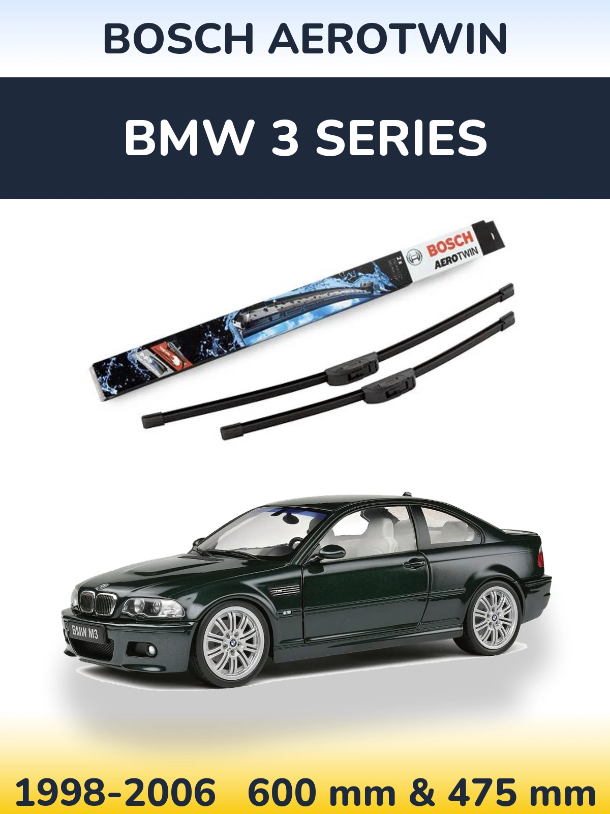 Komplet przednich wycieraczek BOSCH AeroTwin 600 & 475 mm do BMW Seria 3 1998-2006