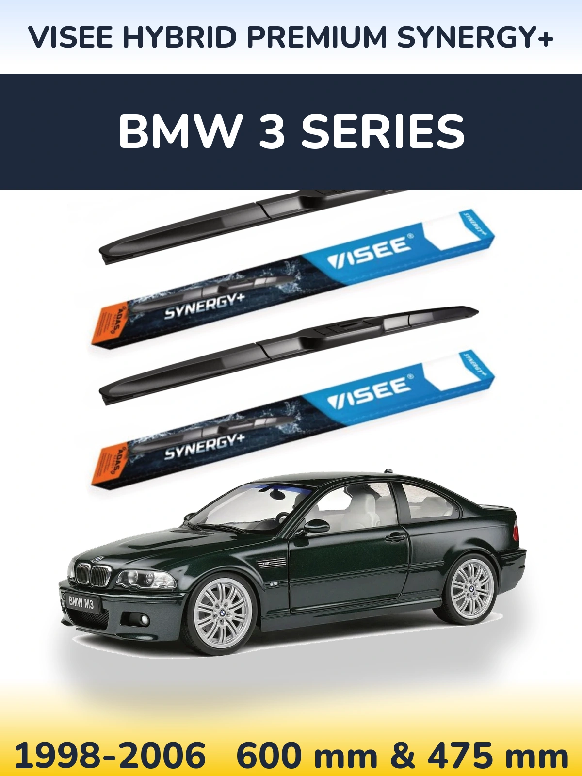 Komplet przednich wycieraczek VISEE HYBRID PREMIUM SYNERGY+ 600 & 475 mm do BMW Seria 3 1998-2006
