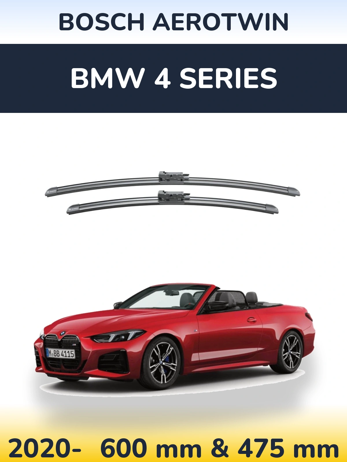 Комплект передних дворников BOSCH AeroTwin 600 & 475 мм для BMW 4 Series 2020-2026