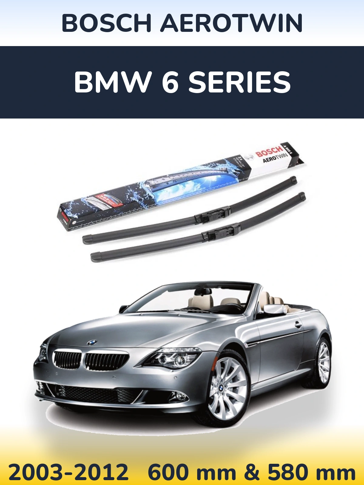 Komplet przednich wycieraczek BOSCH AeroTwin 600 & 580 mm do BMW Seria 6 2003-2012