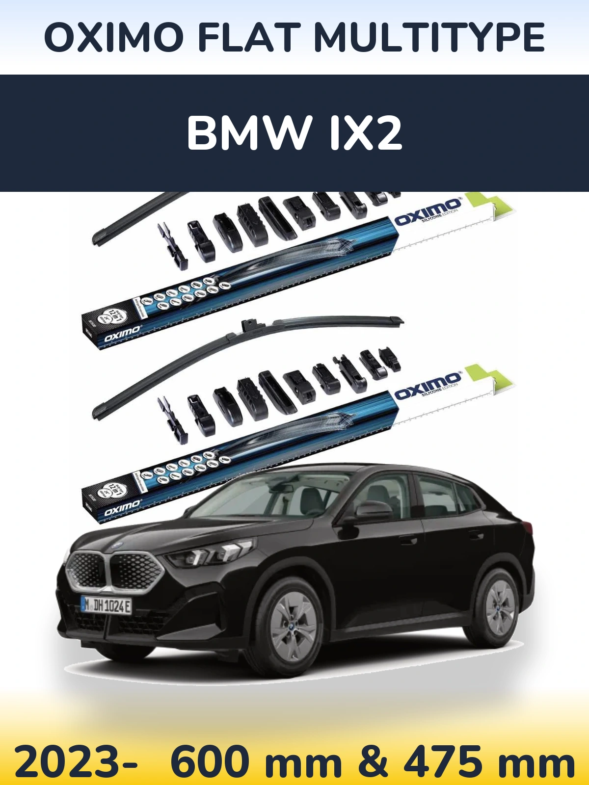 Komplet przednich wycieraczek Oximo Flat MultiType 600 & 475 mm do BMW iX2 2023-2026