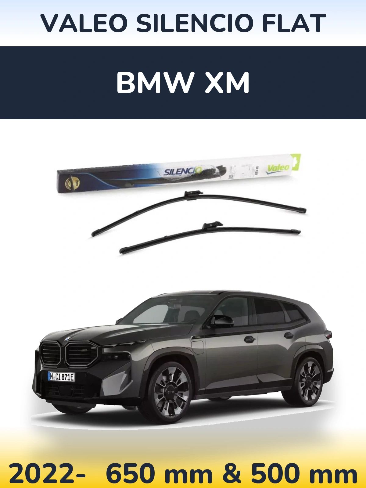 Komplet przednich wycieraczek Valeo Silencio Flat 650 & 500 mm do BMW XM 2022-2026