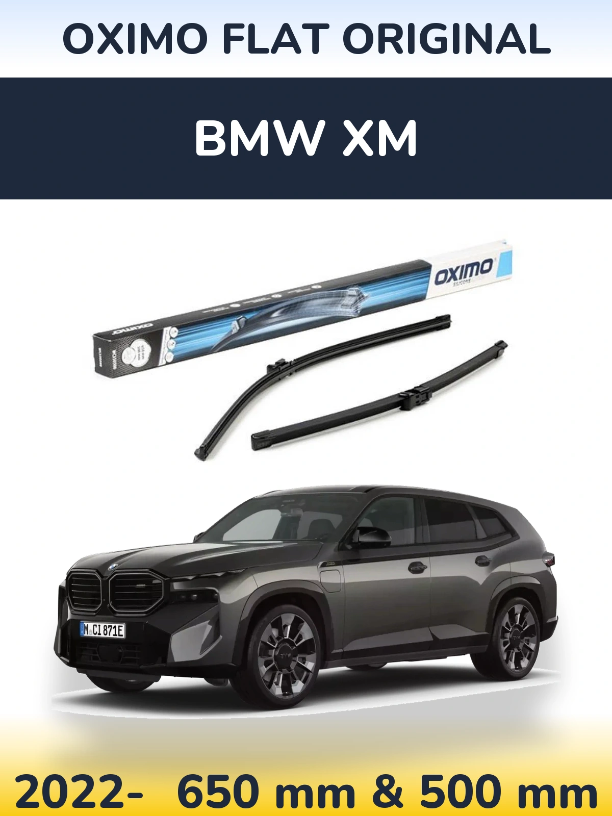 Komplet przednich wycieraczek Oximo Flat Original 650 & 500 mm do BMW XM 2022-2026