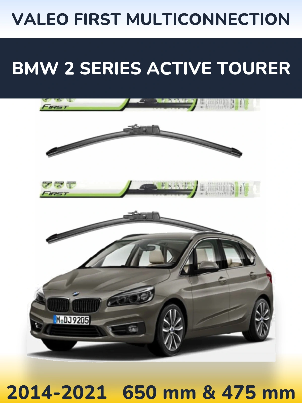 Komplet przednich wycieraczek Valeo First MultiConnection 650 & 475 mm do BMW Seria 2 Active Tourer 2014-2021