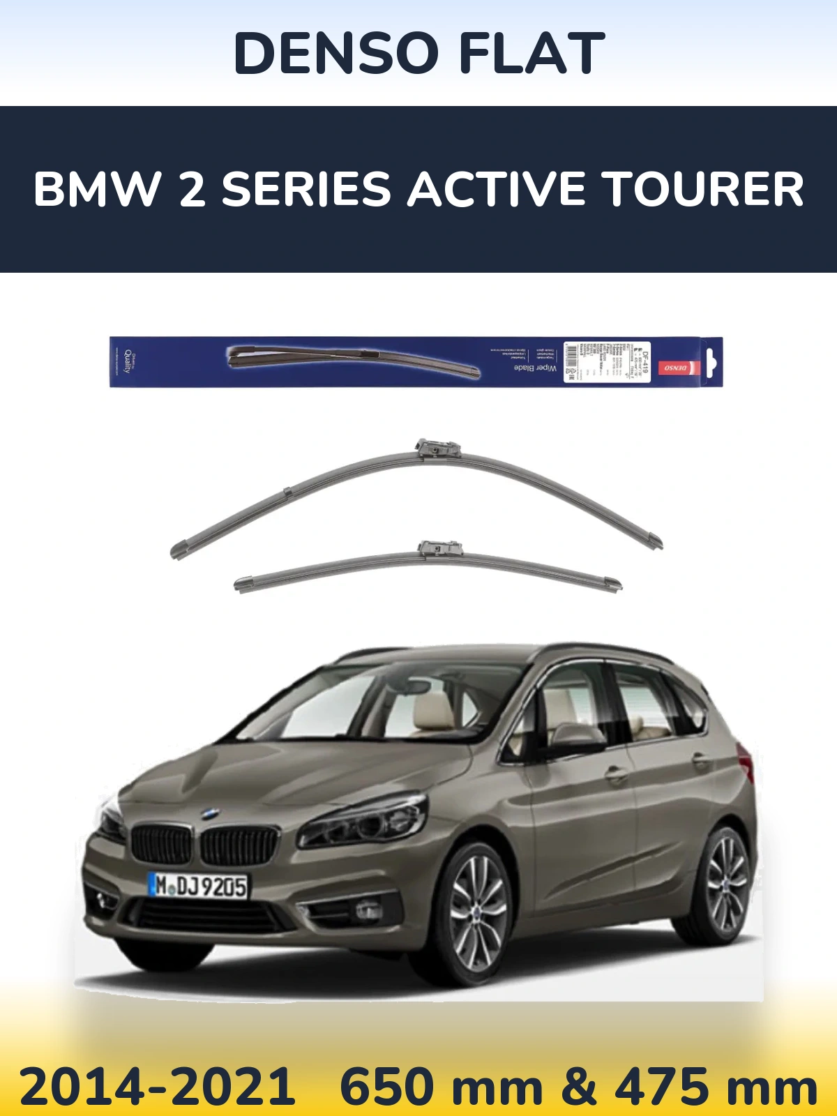 Komplet przednich wycieraczek Denso Flat 650 & 475 mm do BMW Seria 2 Active Tourer 2014-2021