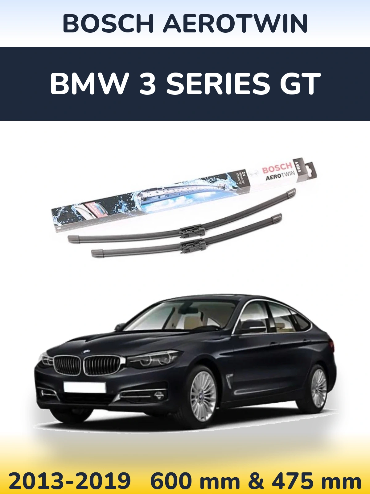 Komplet przednich wycieraczek BOSCH AeroTwin 600 & 475 mm do BMW Seria 3 GT 2013-2019
