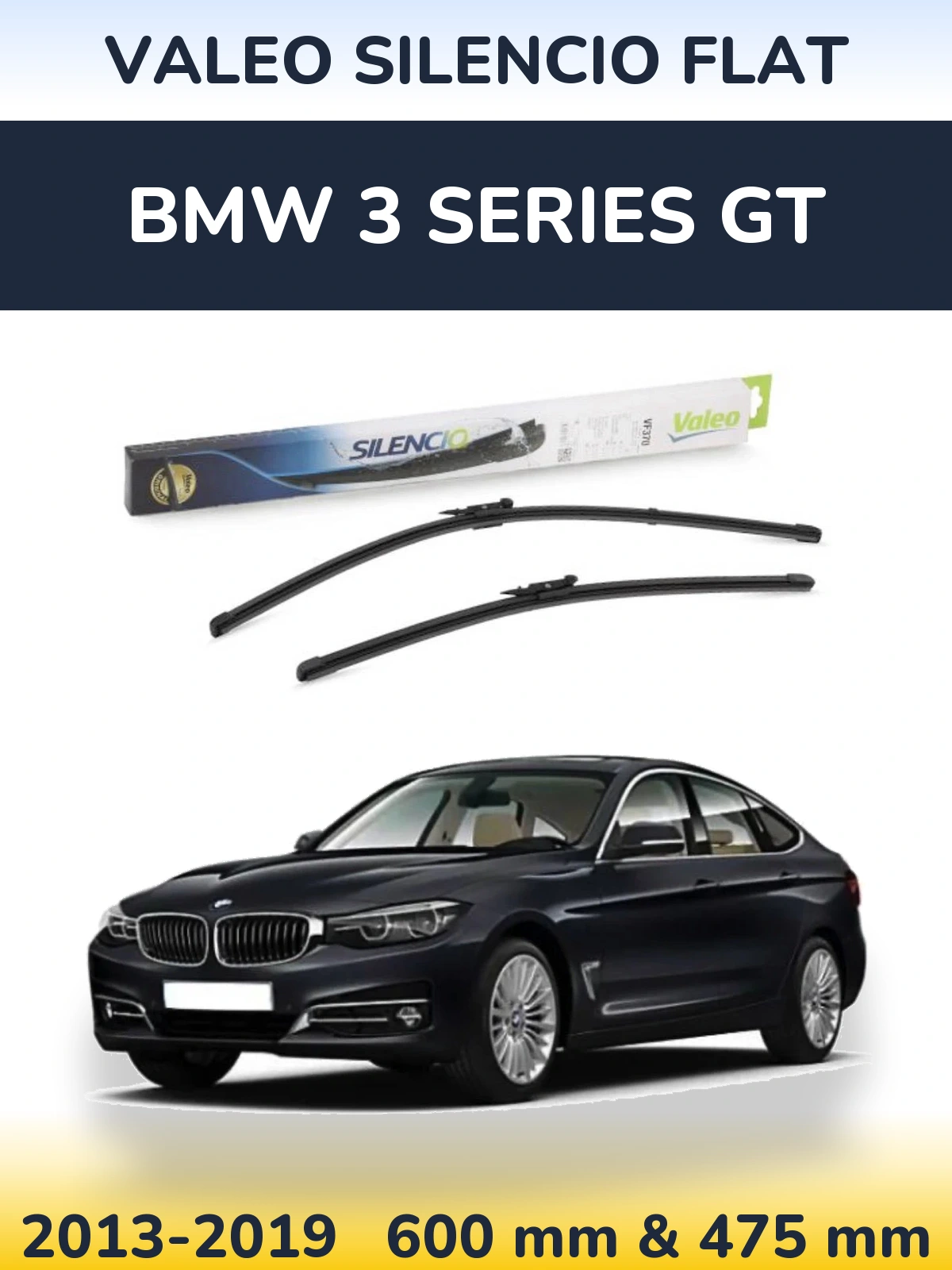 Komplet przednich wycieraczek Valeo Silencio Flat 600 & 475 mm do BMW Seria 3 GT 2013-2019