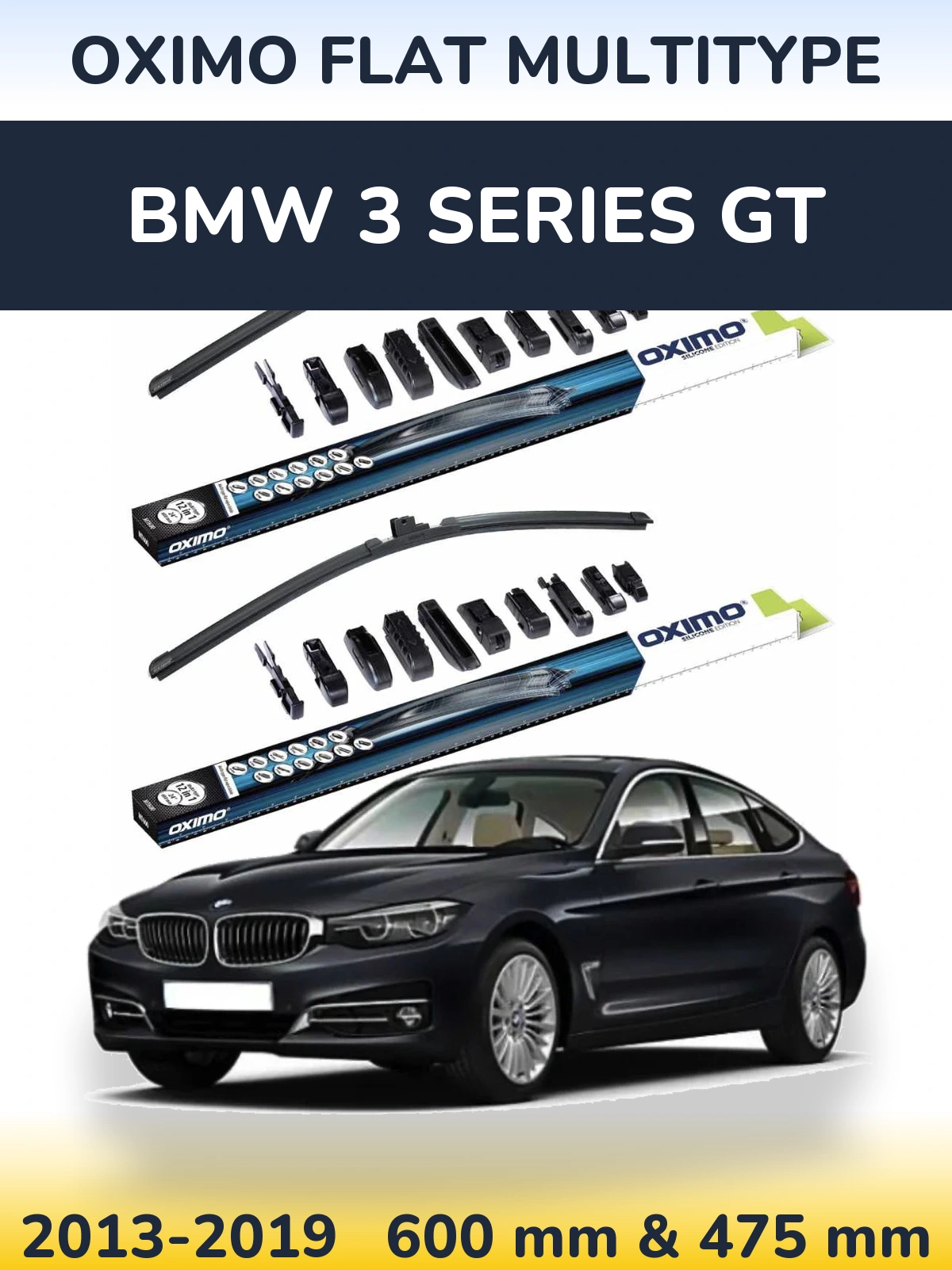 Komplet przednich wycieraczek Oximo Flat MultiType 600 & 475 mm do BMW Seria 3 GT 2013-2019