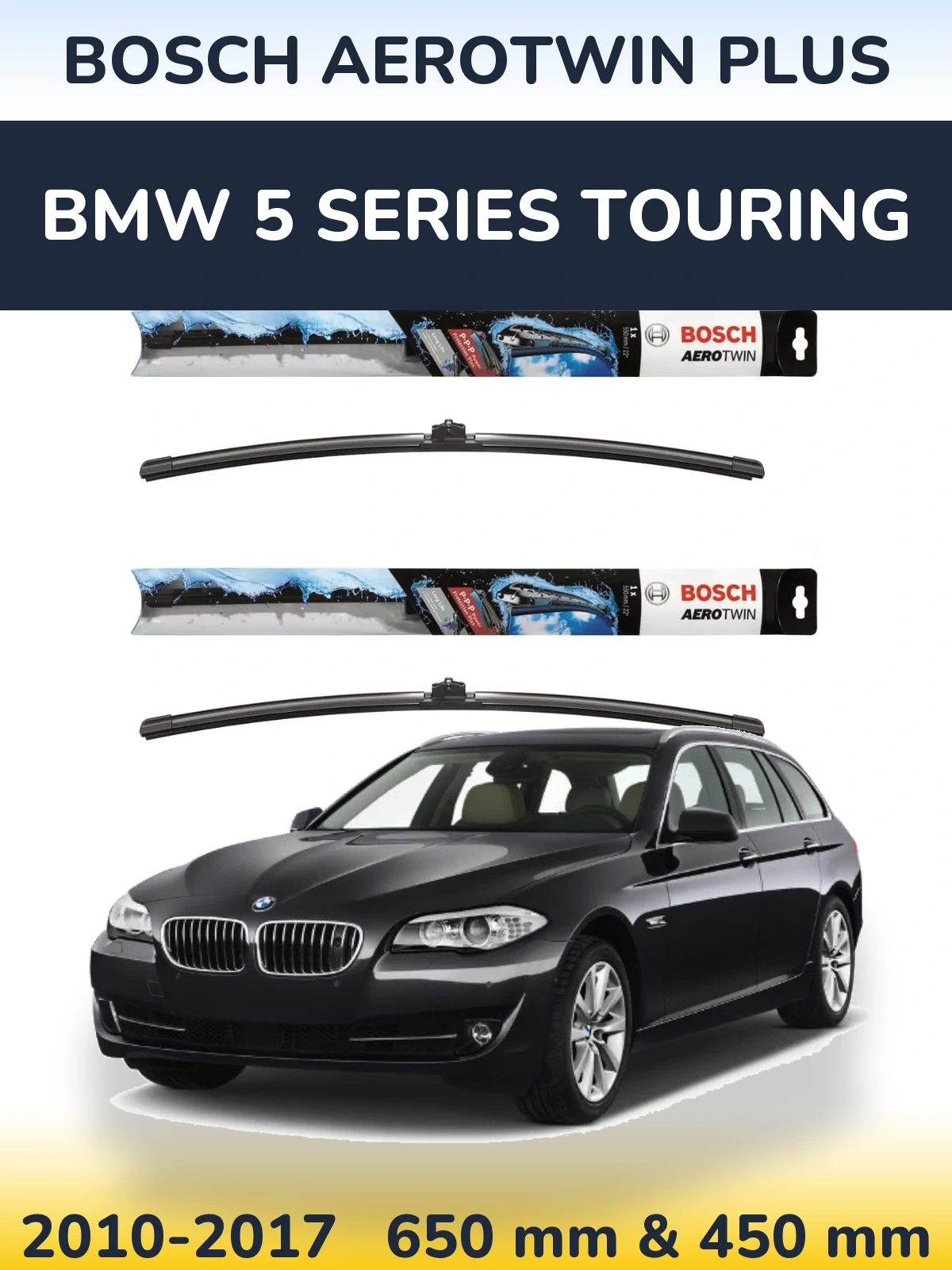 Комплект передних дворников BOSCH AeroTwin Plus 650 & 450 мм для BMW 5 Series Touring 2010-2017