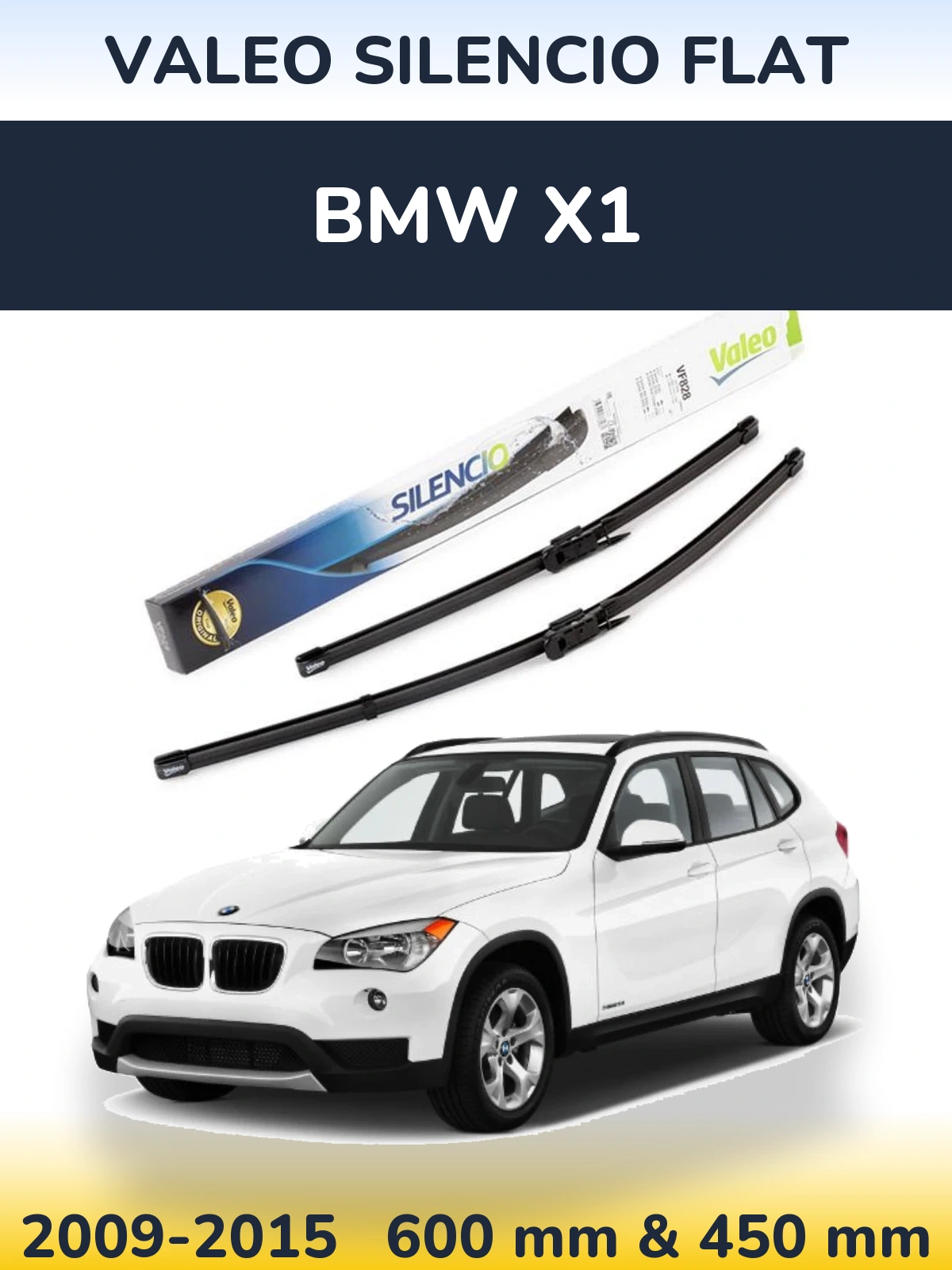 Komplet przednich wycieraczek Valeo Silencio Flat 600 & 450 mm do BMW X1 2009-2015