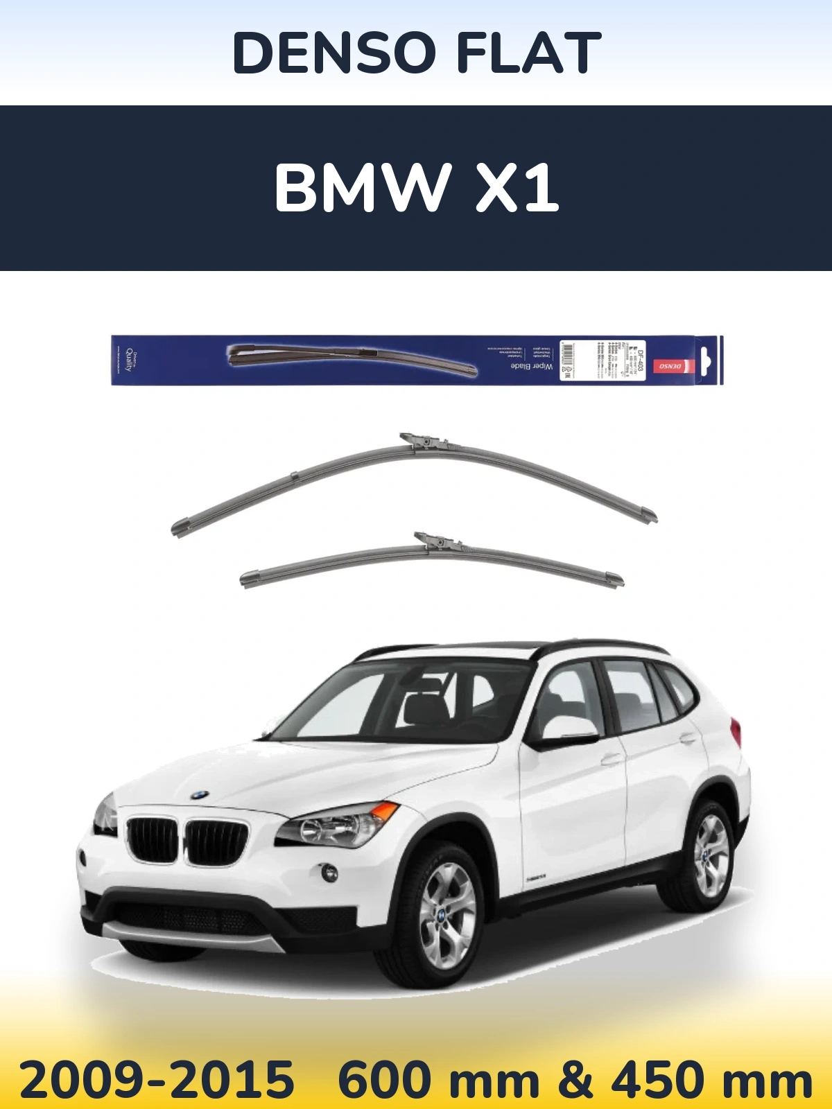 Komplet przednich wycieraczek Denso Flat 600 & 450 mm do BMW X1 2009-2015