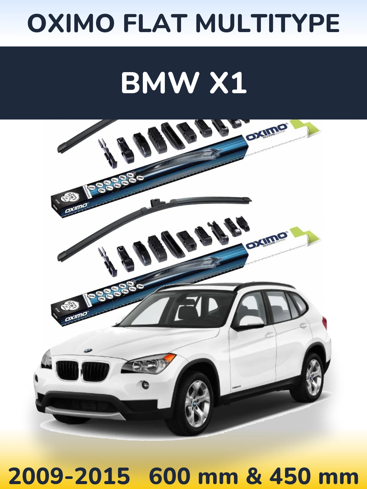 Komplet przednich wycieraczek Oximo Flat MultiType 600 & 450 mm do BMW X1 2009-2015