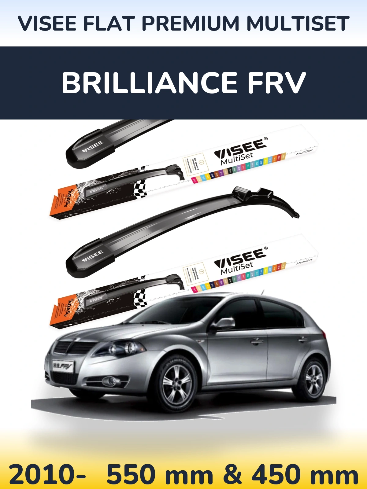 Komplet przednich wycieraczek VISEE FLAT PREMIUM MultiSet 550 & 450 mm do Brilliance FRV 2010-2026