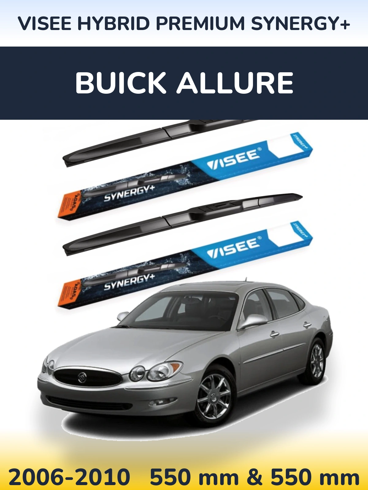 Комплект передних дворников VISEE HYBRID PREMIUM SYNERGY+ 550 & 550 мм для Buick Allure 2006-2010