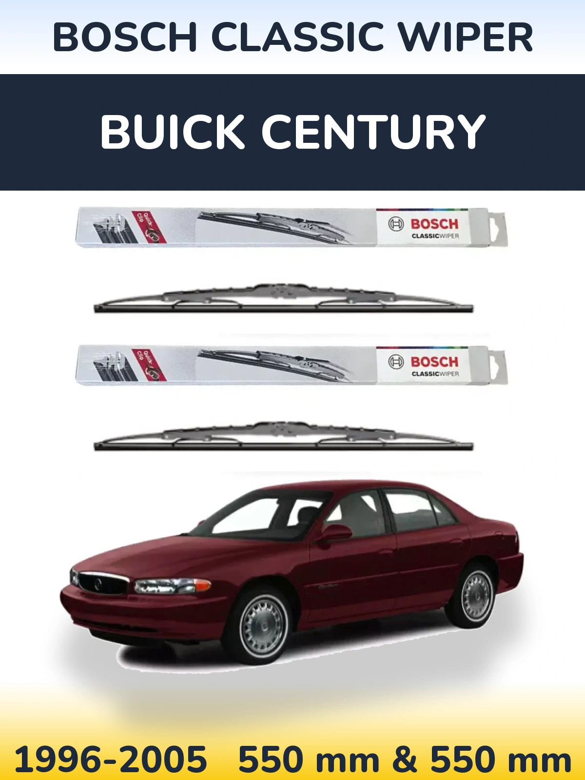 Комплект передних дворников BOSCH Classic Wiper 550 & 550 мм для Buick Century 1996-2005