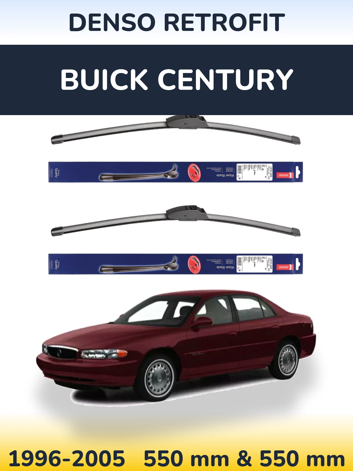 Komplet przednich wycieraczek Denso Retrofit 550 & 550 mm do Buick Century 1996-2005