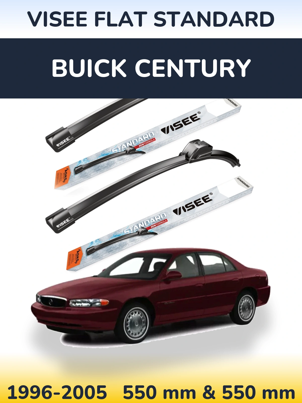 Комплект передних дворников VISEE FLAT STANDARD 550 & 550 мм для Buick Century 1996-2005