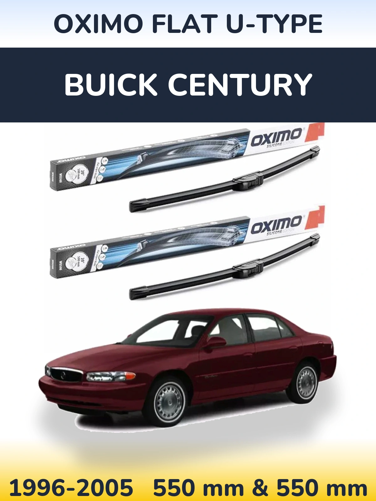 Komplet przednich wycieraczek Oximo Flat U-type 550 & 550 mm do Buick Century 1996-2005