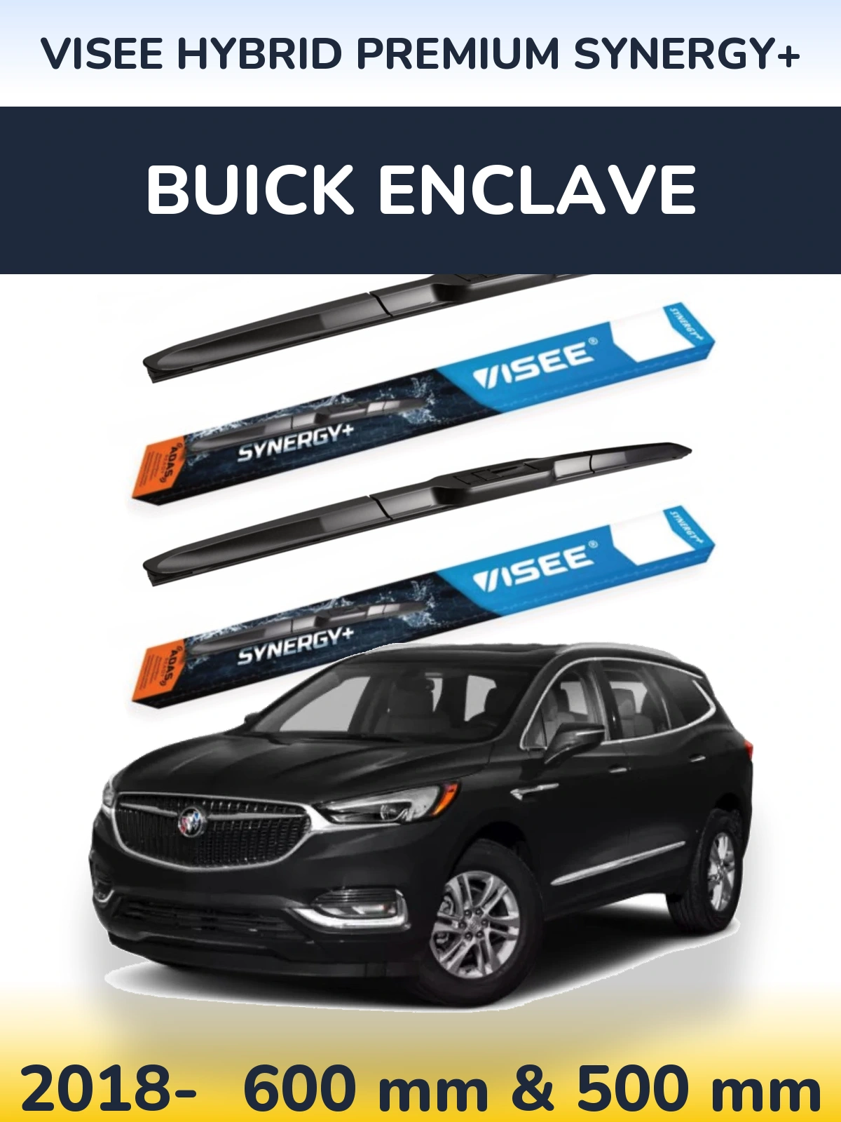 Komplet przednich wycieraczek VISEE HYBRID PREMIUM SYNERGY+ 600 & 500 mm do Buick Enclave 2018-2026