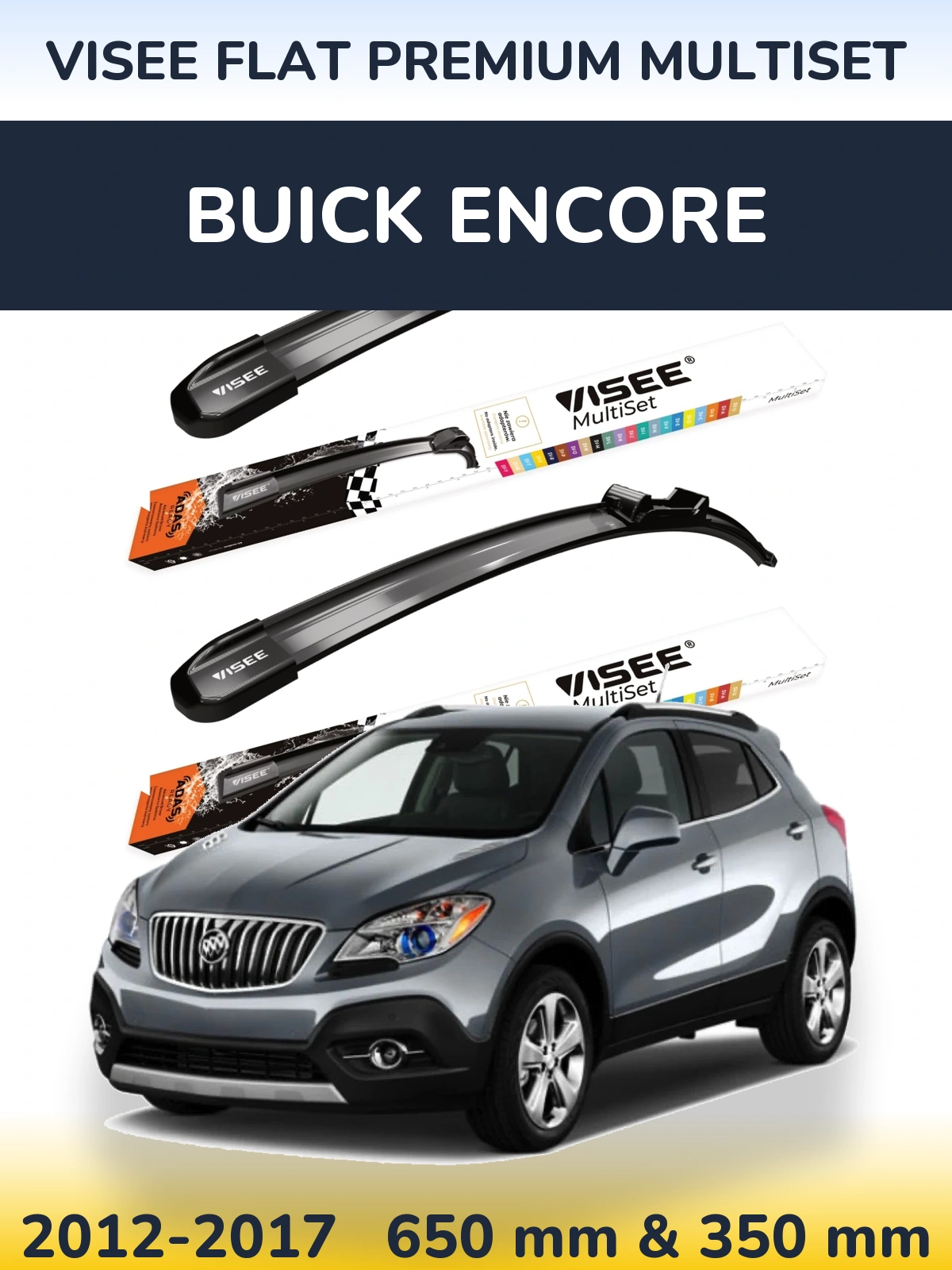 Komplet przednich wycieraczek VISEE FLAT PREMIUM MultiSet 650 & 350 mm do Buick Encore 2012-2017