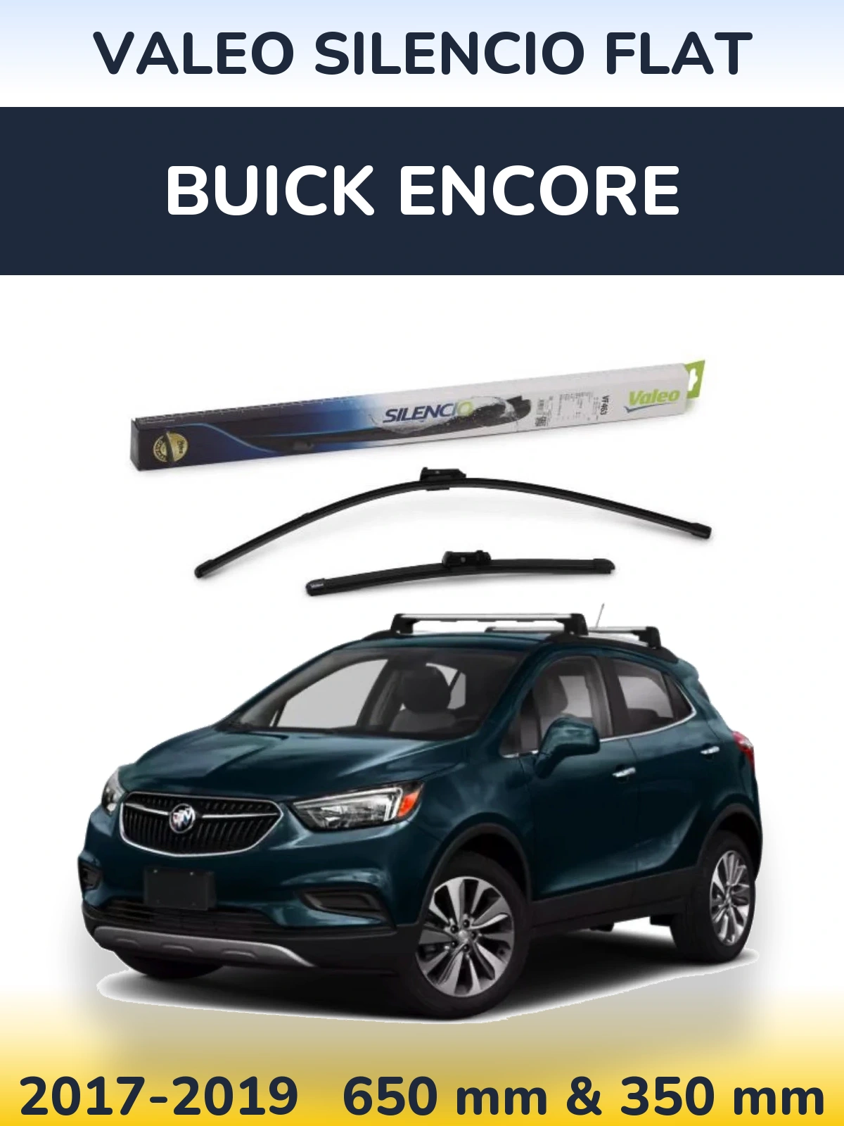 Komplet przednich wycieraczek Valeo Silencio Flat 650 & 350 mm do Buick Encore 2017-2019