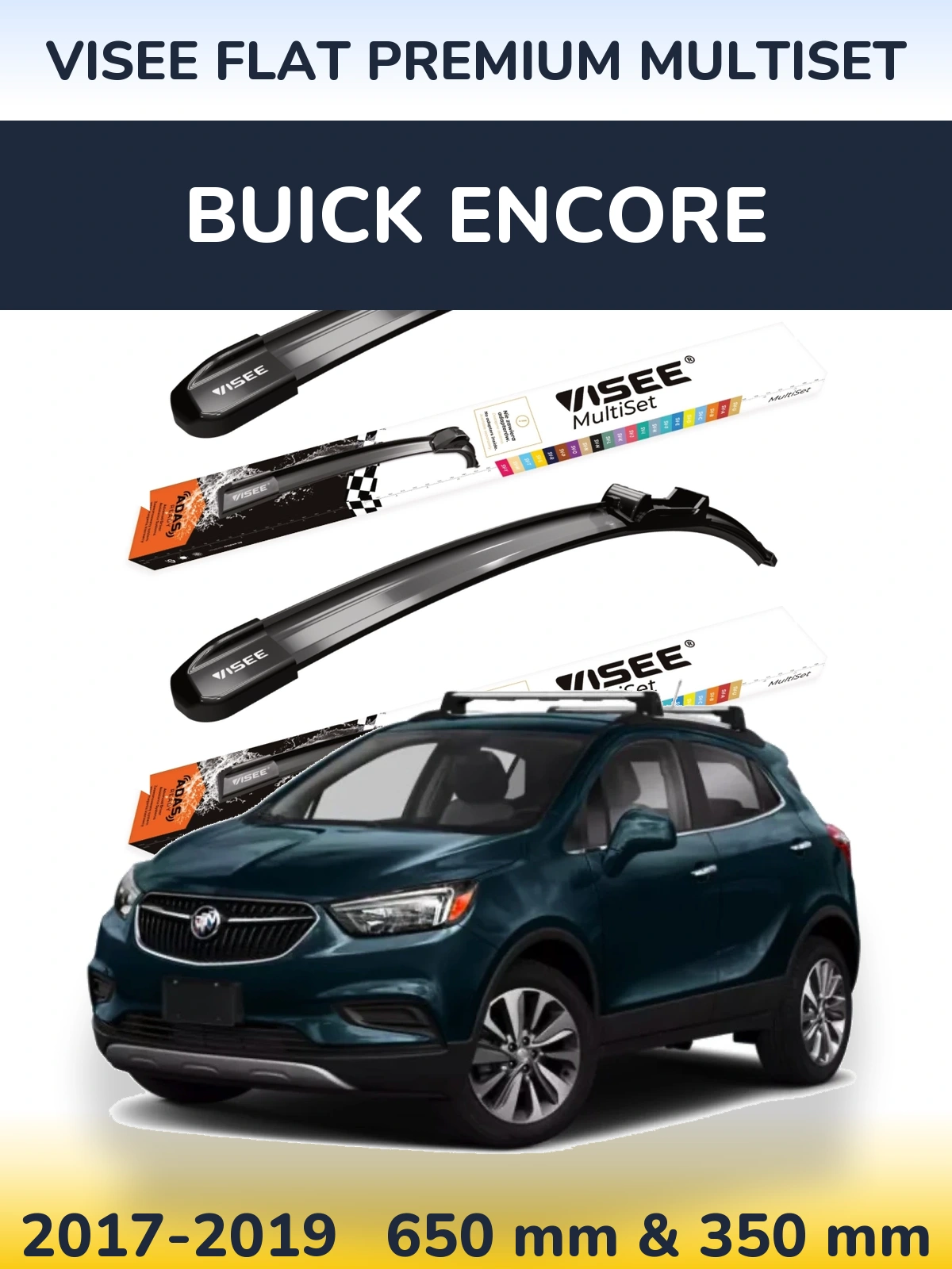 Komplet przednich wycieraczek VISEE FLAT PREMIUM MultiSet 650 & 350 mm do Buick Encore 2017-2019
