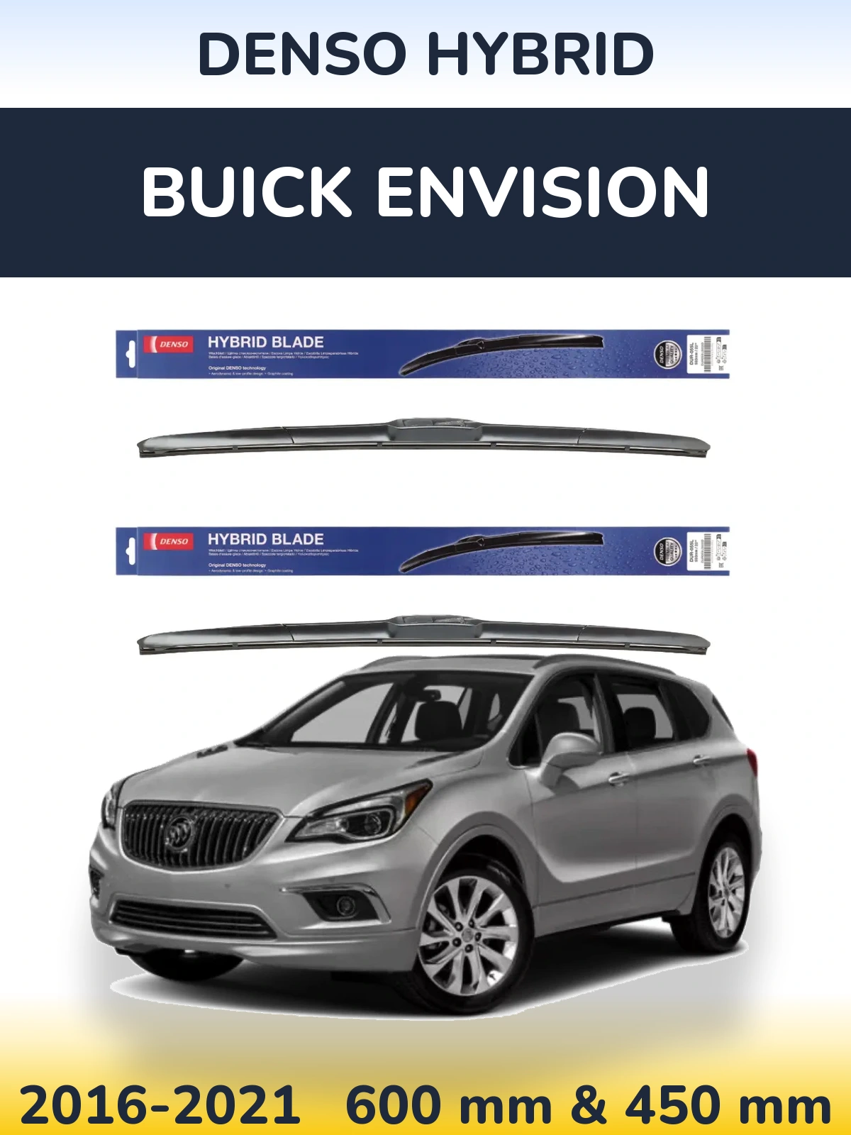 Komplet przednich wycieraczek Denso Hybrid 600 & 450 mm do Buick Envision 2016-2021