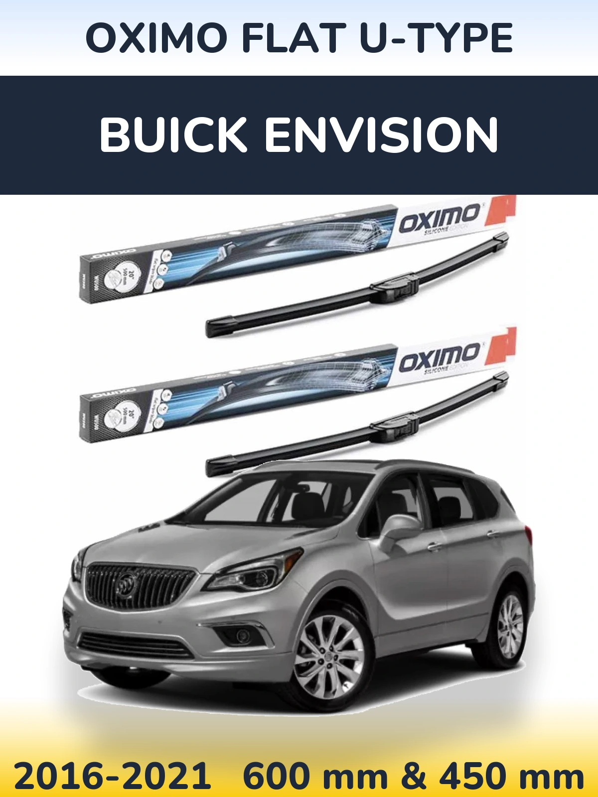 Komplet przednich wycieraczek Oximo Flat U-type 600 & 450 mm do Buick Envision 2016-2021
