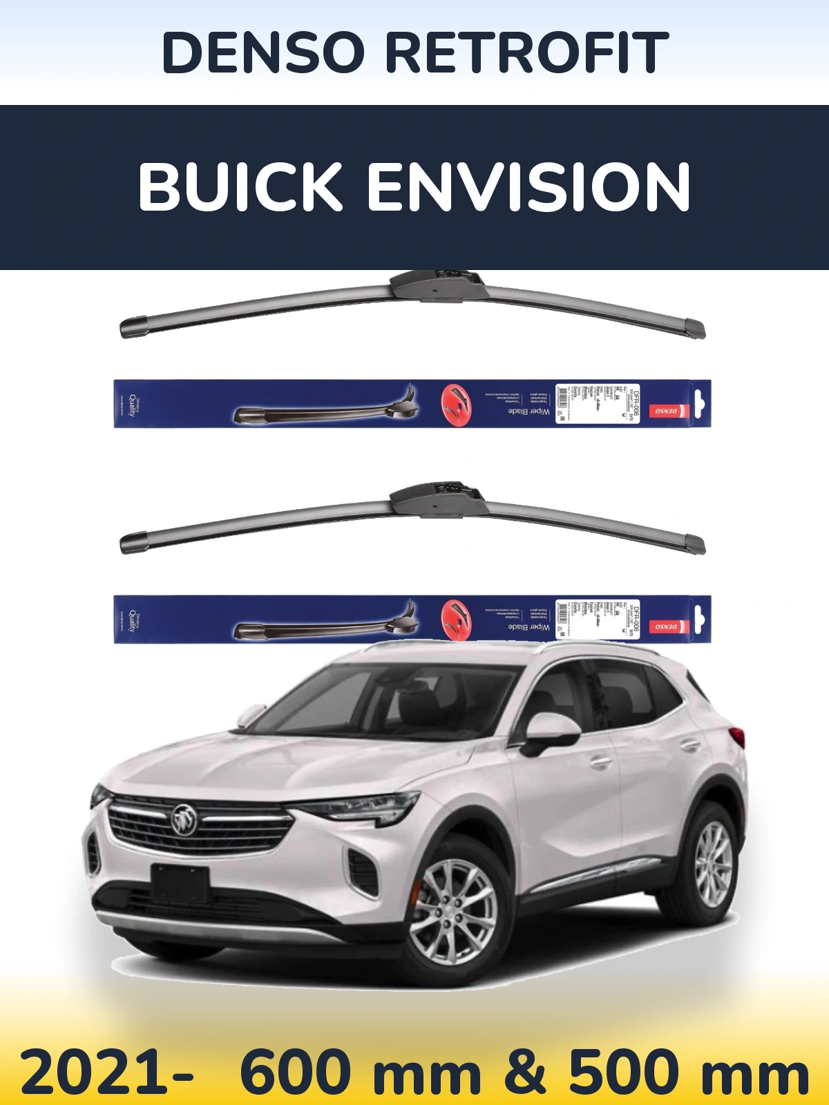 Komplet przednich wycieraczek Denso Retrofit 600 & 500 mm do Buick Envision 2021-2026