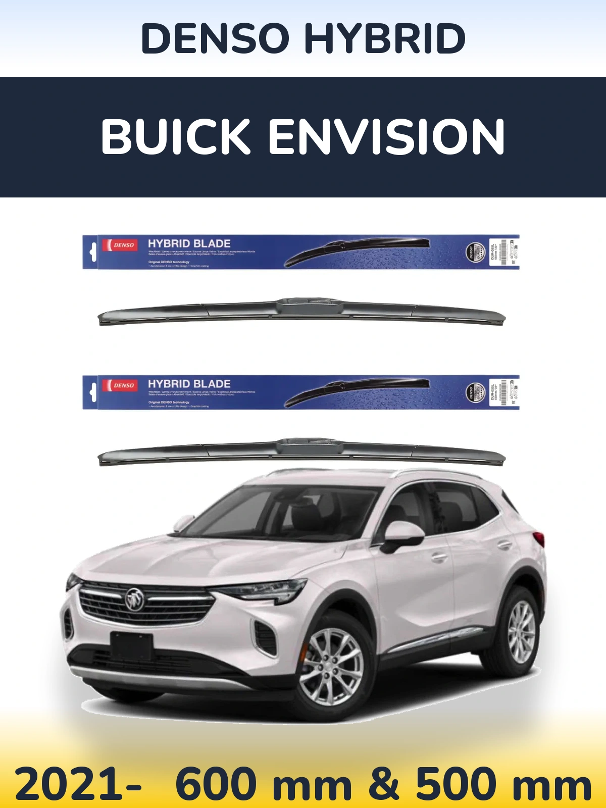 Komplet przednich wycieraczek Denso Hybrid 600 & 500 mm do Buick Envision 2021-2026