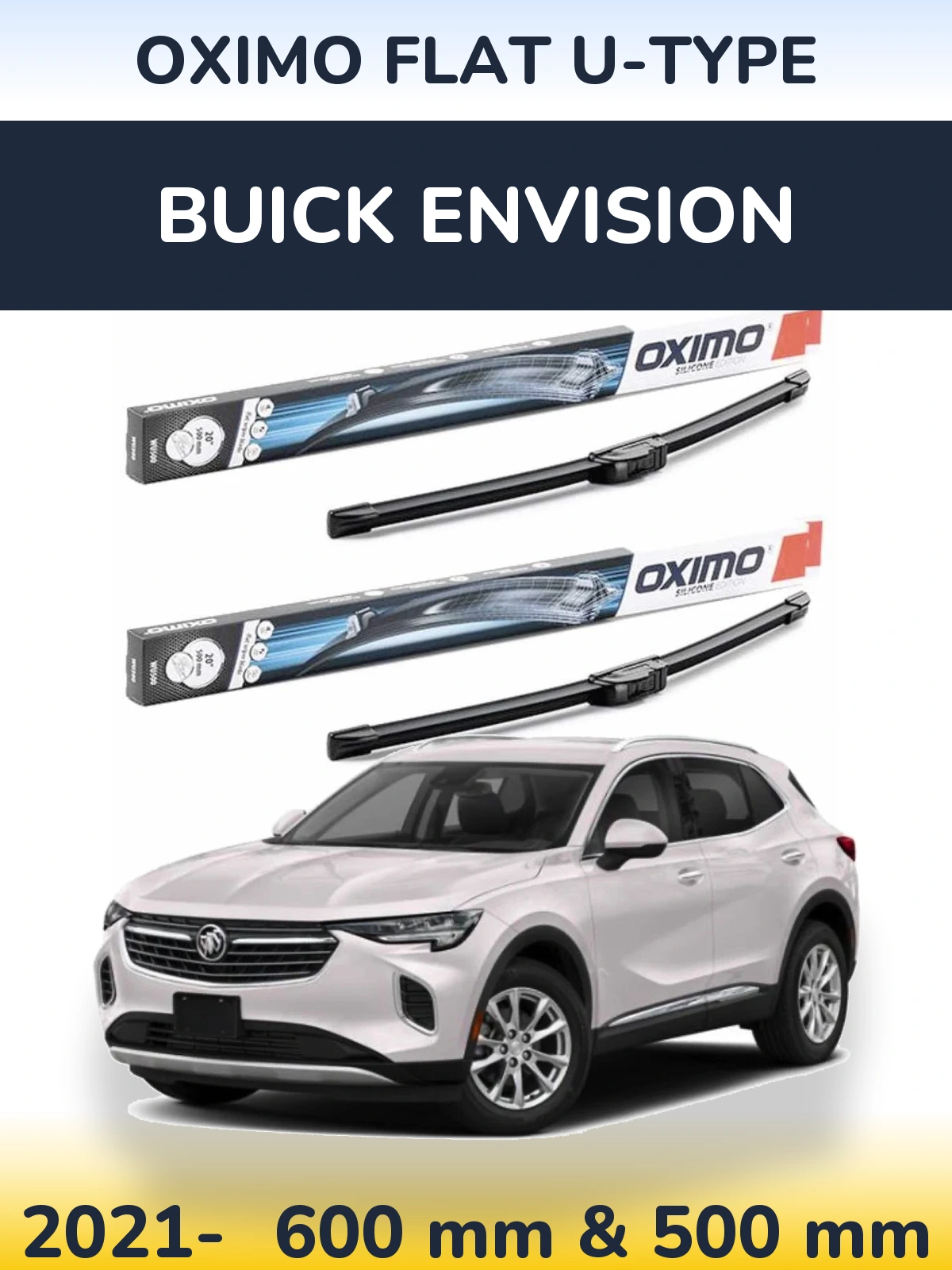 Комплект передних дворников Oximo Flat U-type 600 & 500 мм для Buick Envision 2021-2026