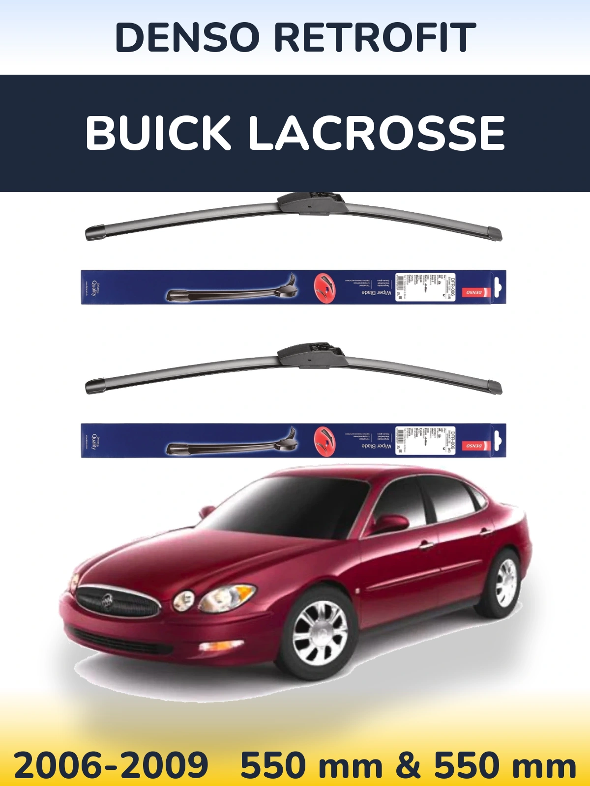 Komplet przednich wycieraczek Denso Retrofit 550 & 550 mm do Buick LaCrosse 2006-2009