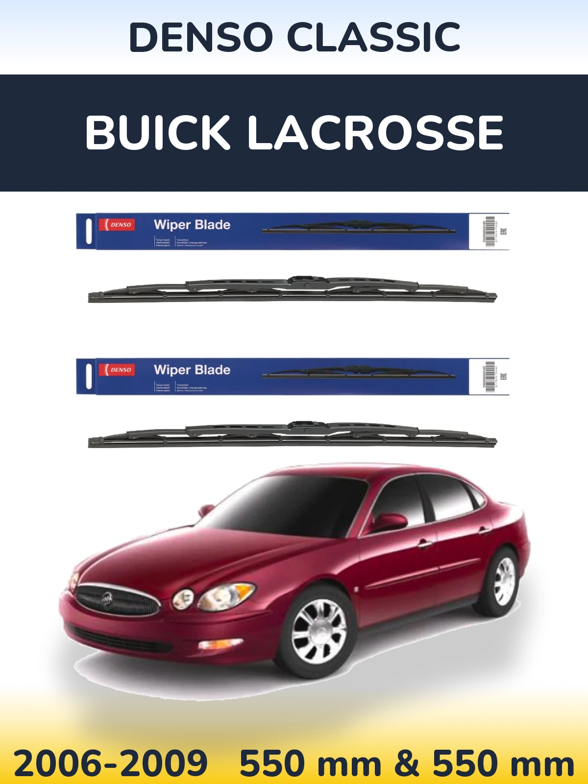 Komplet przednich wycieraczek Denso Classic 550 & 550 mm do Buick LaCrosse 2006-2009