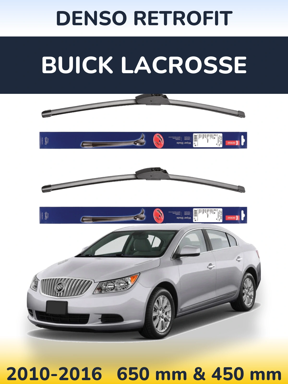 Комплект передних дворников Denso Retrofit 650 & 450 мм для Buick LaCrosse 2010-2016