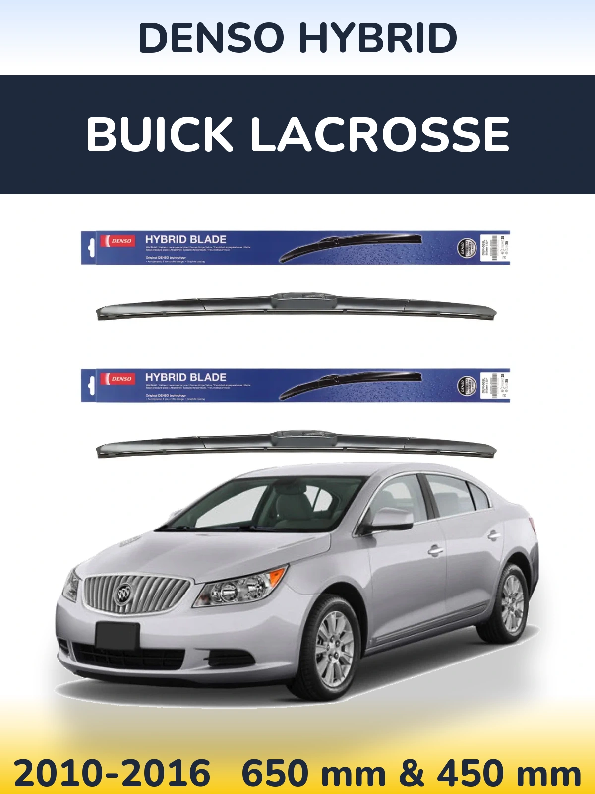 Komplet przednich wycieraczek Denso Hybrid 650 & 450 mm do Buick LaCrosse 2010-2016