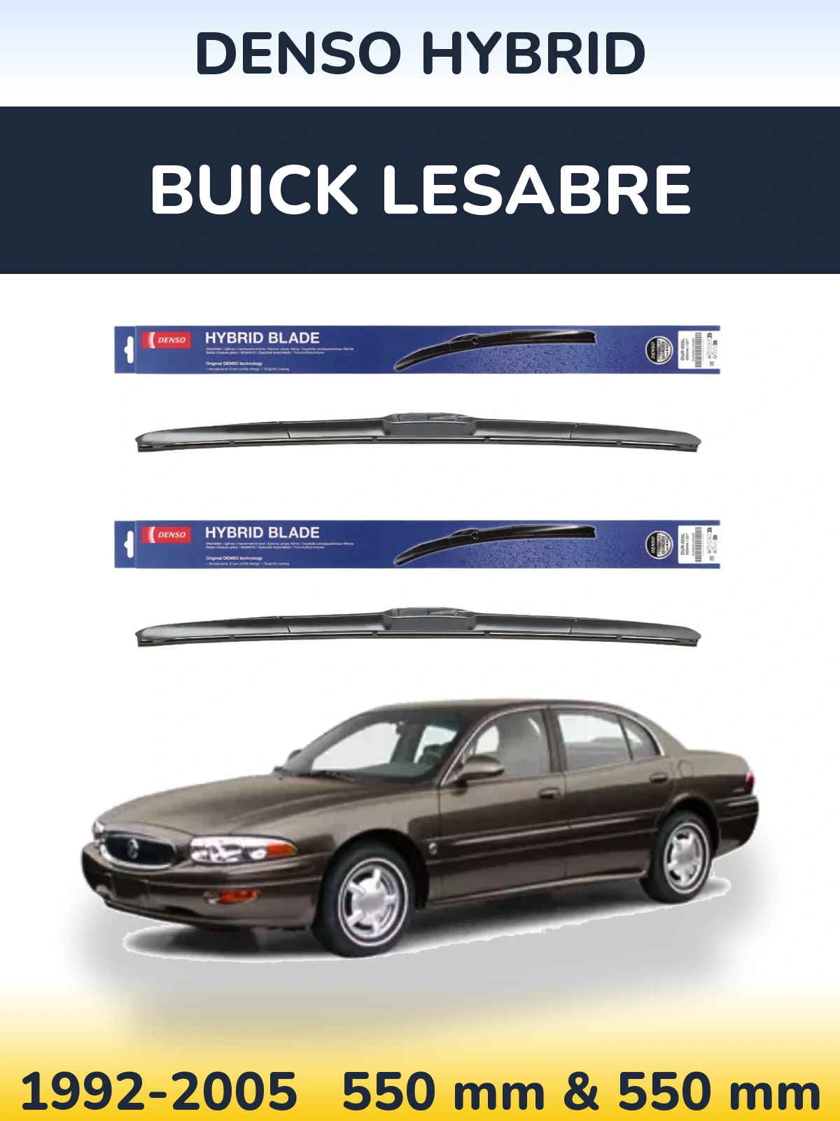 Komplet przednich wycieraczek Denso Hybrid 550 & 550 mm do Buick LeSabre 1992-2005