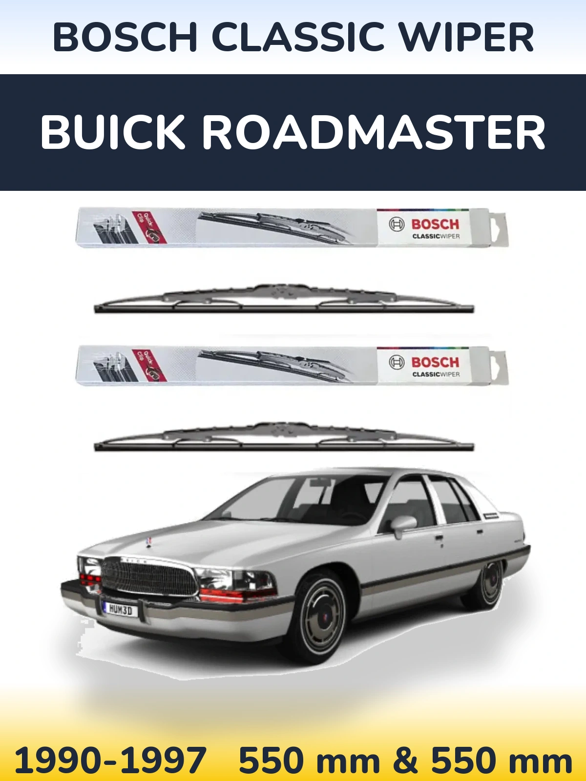 Komplet przednich wycieraczek BOSCH Classic Wiper 550 & 550 mm do Buick Roadmaster 1990-1997
