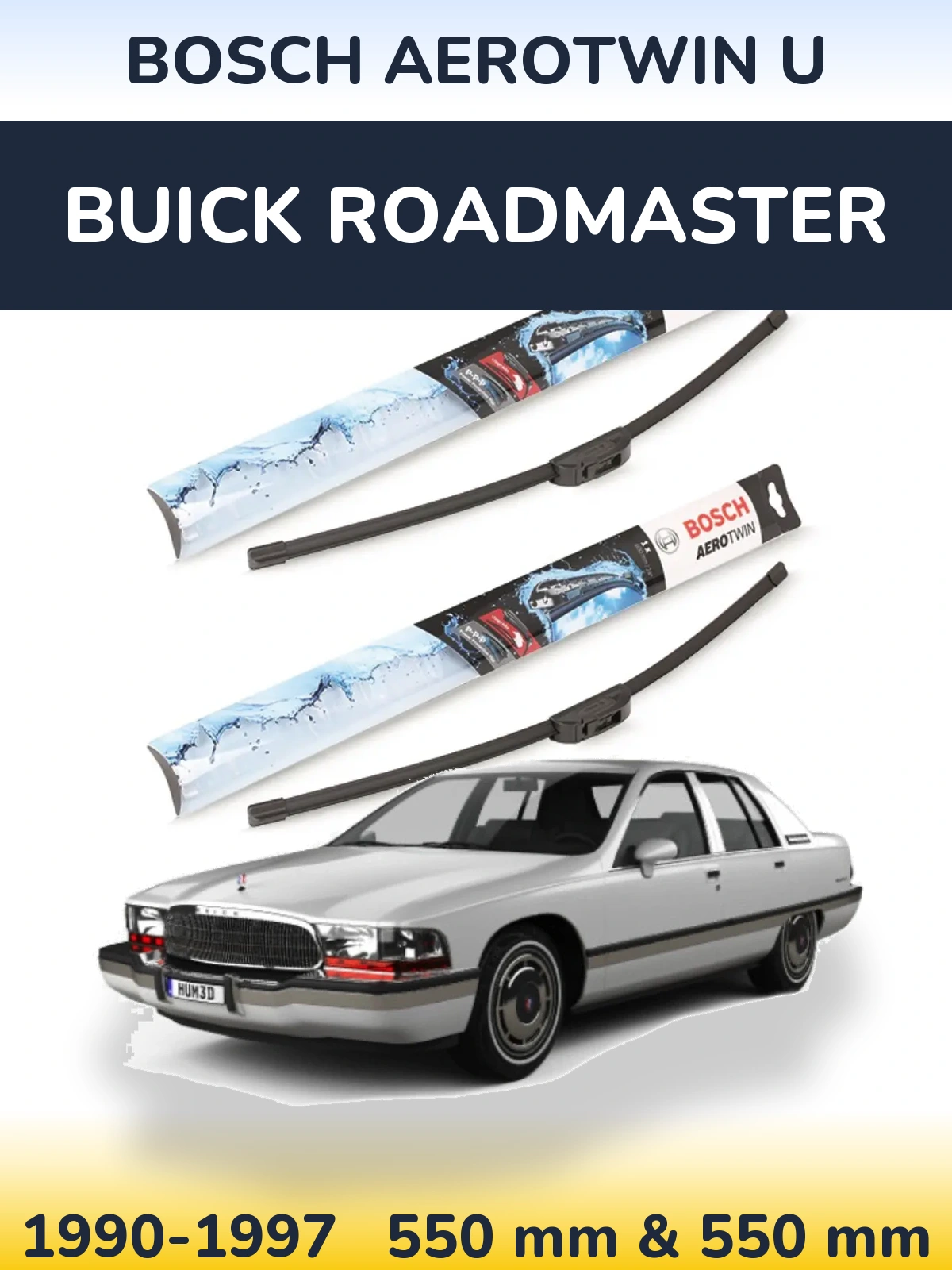 Komplet przednich wycieraczek BOSCH AeroTwin U 550 & 550 mm do Buick Roadmaster 1990-1997