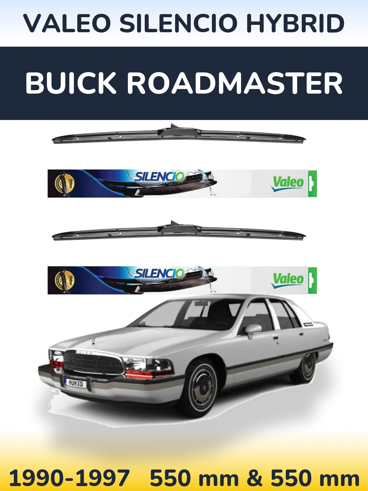 Komplet przednich wycieraczek Valeo Silencio Hybrid 550 & 550 mm do Buick Roadmaster 1990-1997