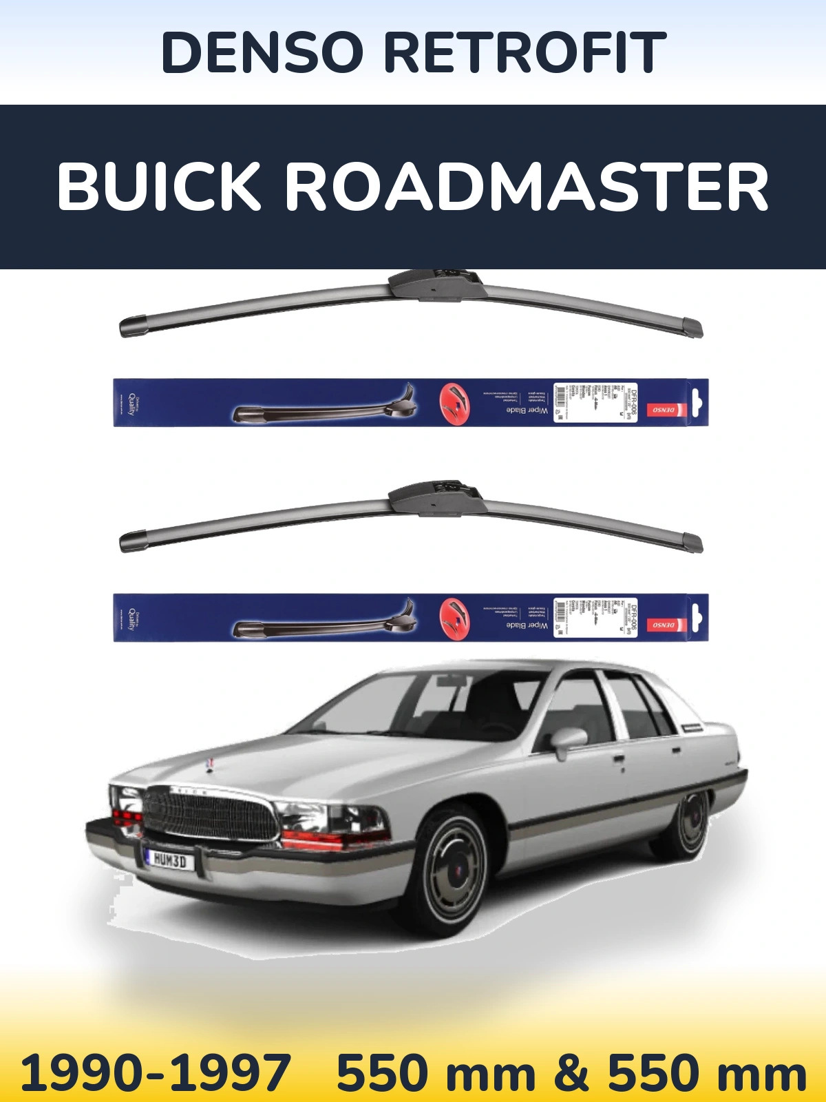 Komplet przednich wycieraczek Denso Retrofit 550 & 550 mm do Buick Roadmaster 1990-1997