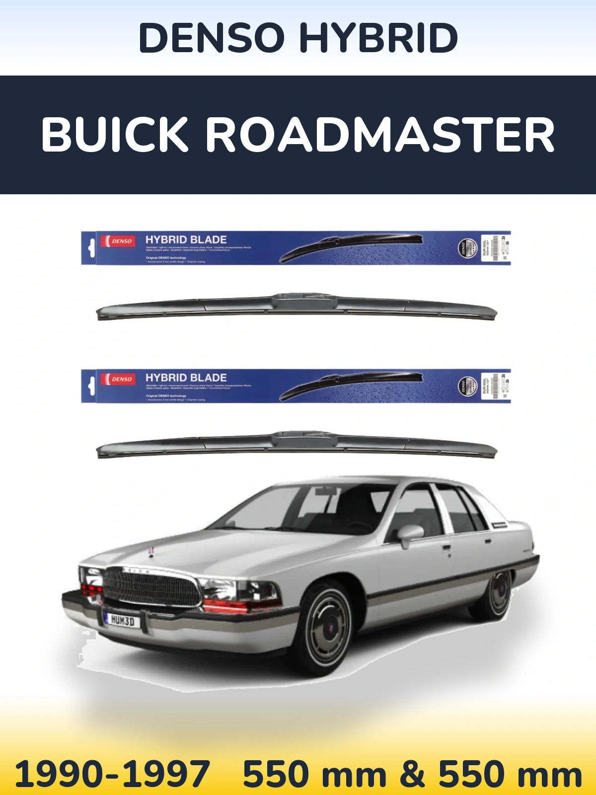 Komplet przednich wycieraczek Denso Hybrid 550 & 550 mm do Buick Roadmaster 1990-1997