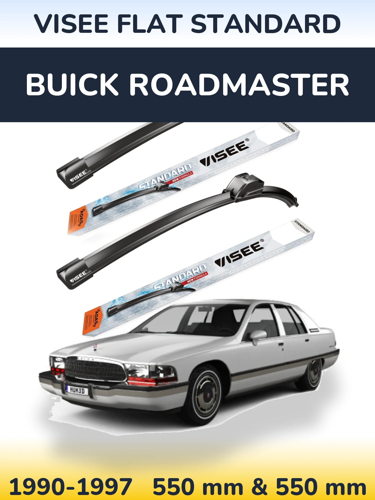 Komplet przednich wycieraczek VISEE FLAT STANDARD 550 & 550 mm do Buick Roadmaster 1990-1997
