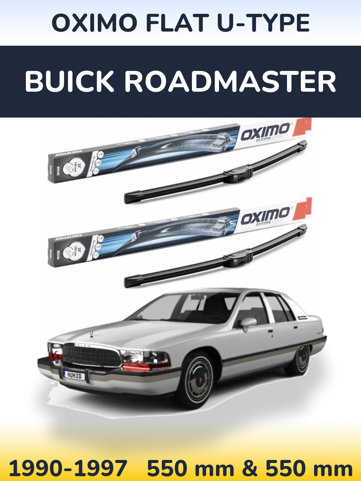 Komplet przednich wycieraczek Oximo Flat U-type 550 & 550 mm do Buick Roadmaster 1990-1997