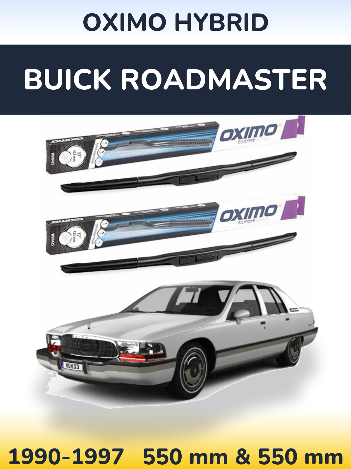 Komplet przednich wycieraczek Oximo Hybrid 550 & 550 mm do Buick Roadmaster 1990-1997